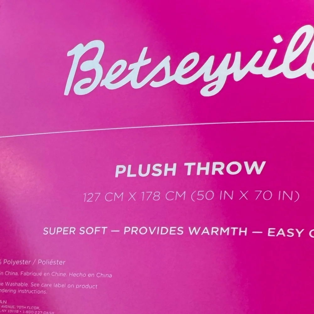 Betsey Johnson Pink, Red and White Holiday Plush Throw